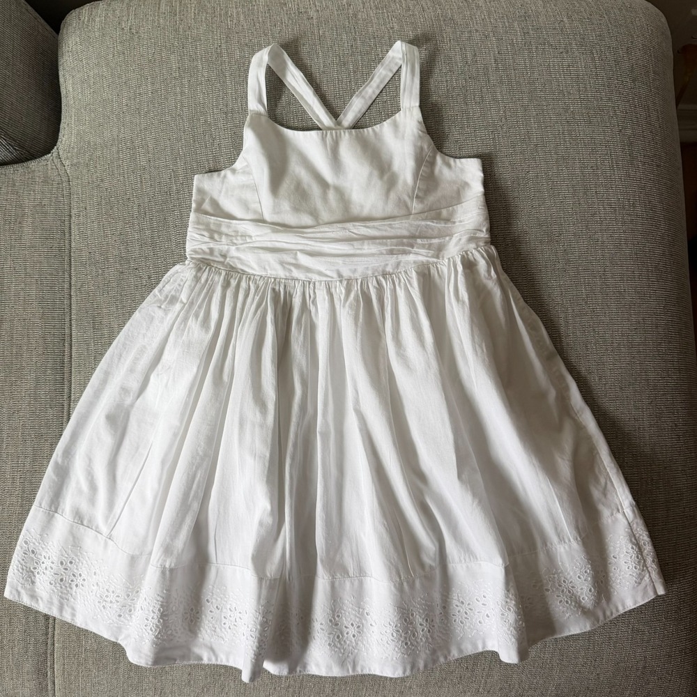 HOPE & HENRY Girls Sundress size 6 Embroidered Organic White Adjustable Strap - Picture 14 of 14